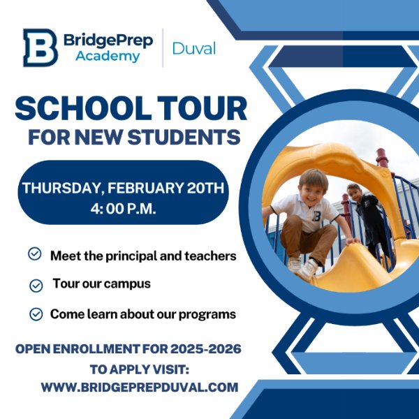 New Families School Tour 4:00 p.m. 